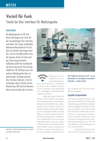 The benefits of remote control - Trends in user interfaces for medical devices