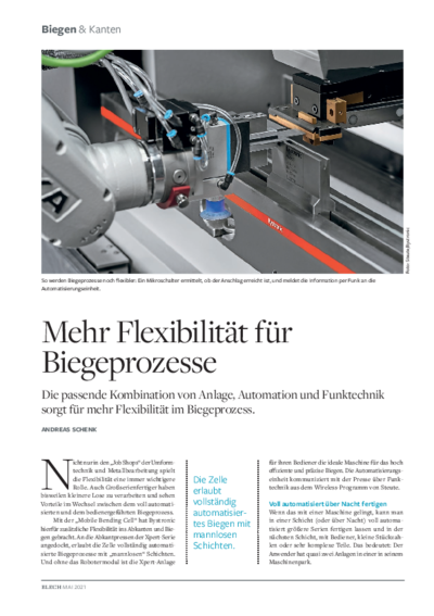 More flexibility for bending processes